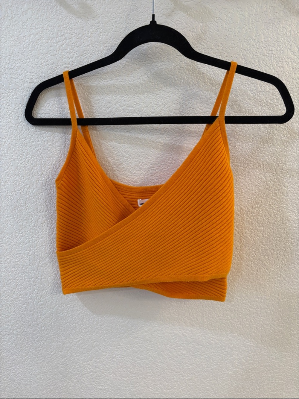 aerie Orange Ribbed Wrap Crop Camisole